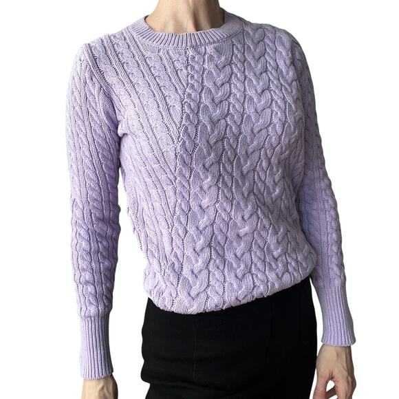 J Crew Diagonal cable-knit sweater purple xs - Picture 1 of 10